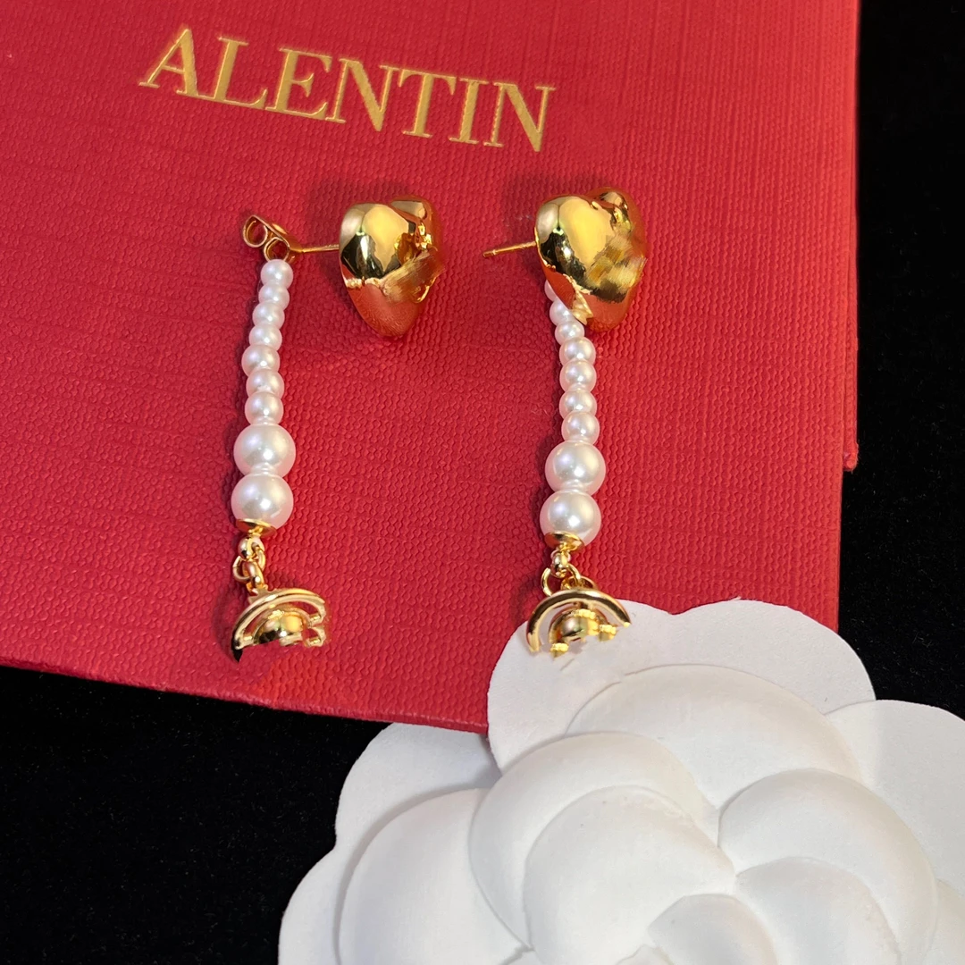 铜合金耳饰 KK 爱心长款两戴流苏耳环优雅气质百搭9~1028