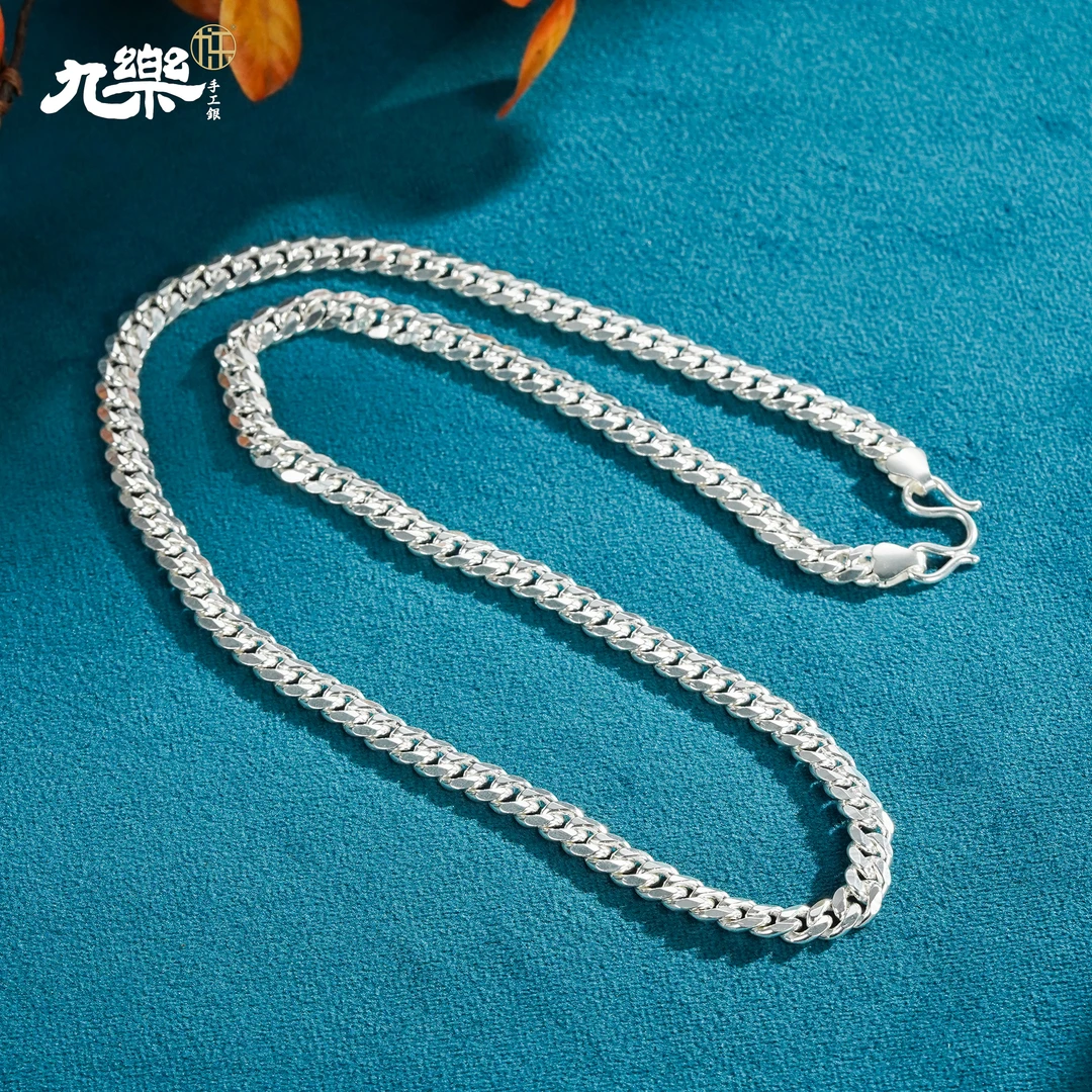 链子足银 足银990平板项链48g