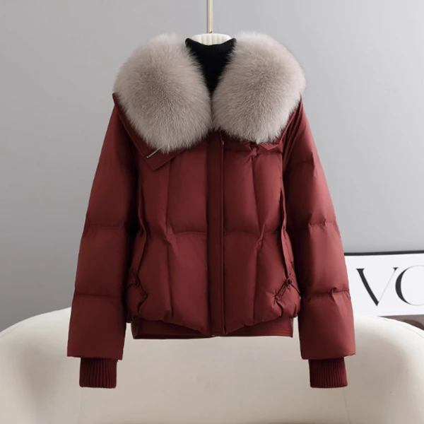 高级感超好看棉服女2025冬季新款保暖加厚可卸毛领宽松面包服外套