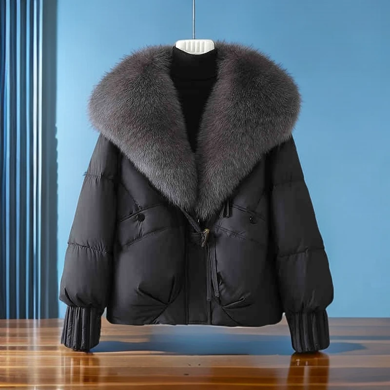 高级感超好看棉服女2025冬季新款保暖加厚可卸毛领宽松面包服外套