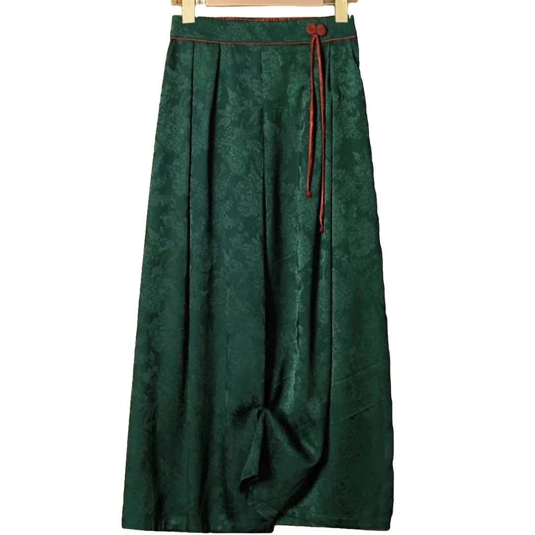 【优岚】薄款2025夏季女裤新款气质时尚网红秋冬阔腿休闲裤提花裙裤