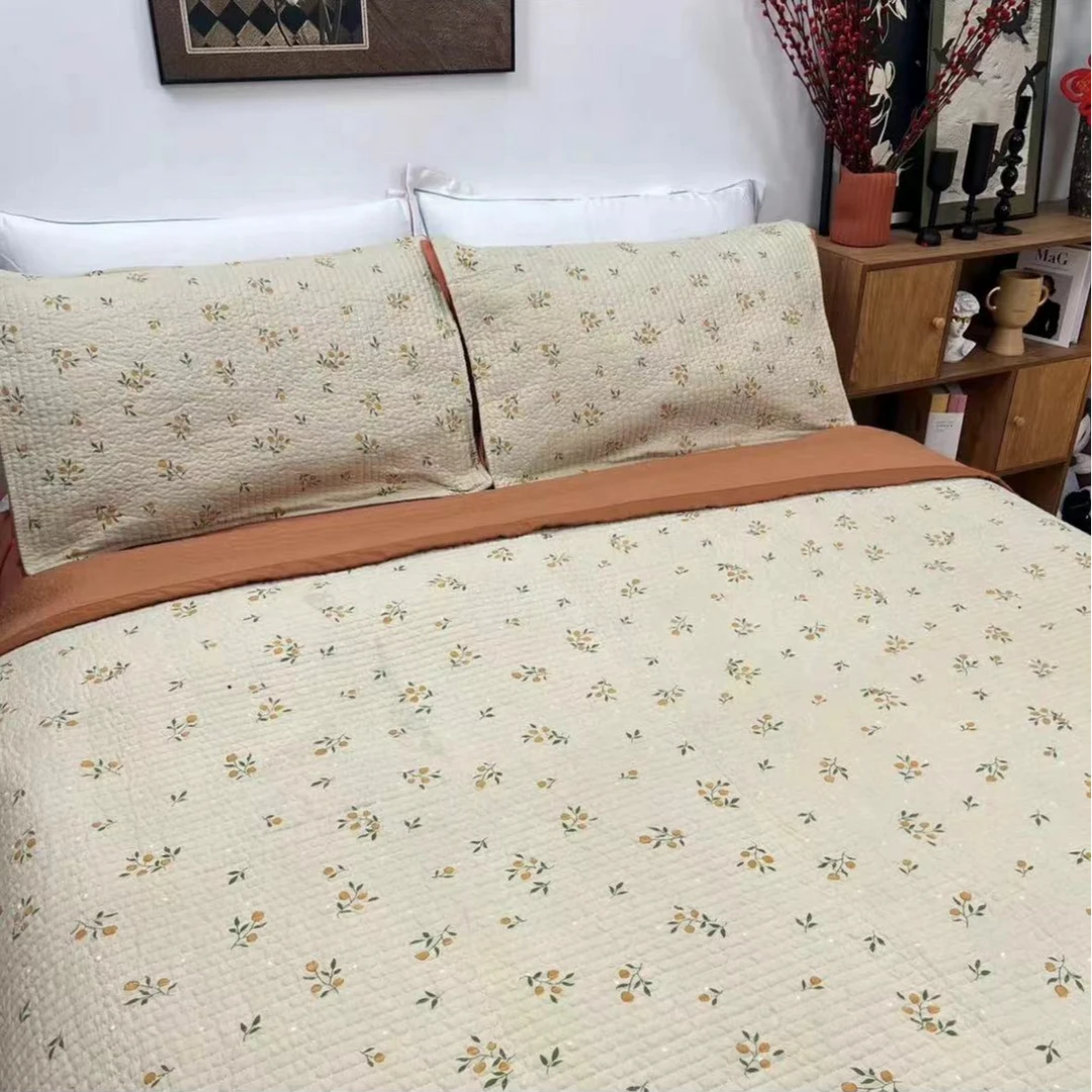 【MS】双面水洗棉床盖-金桔