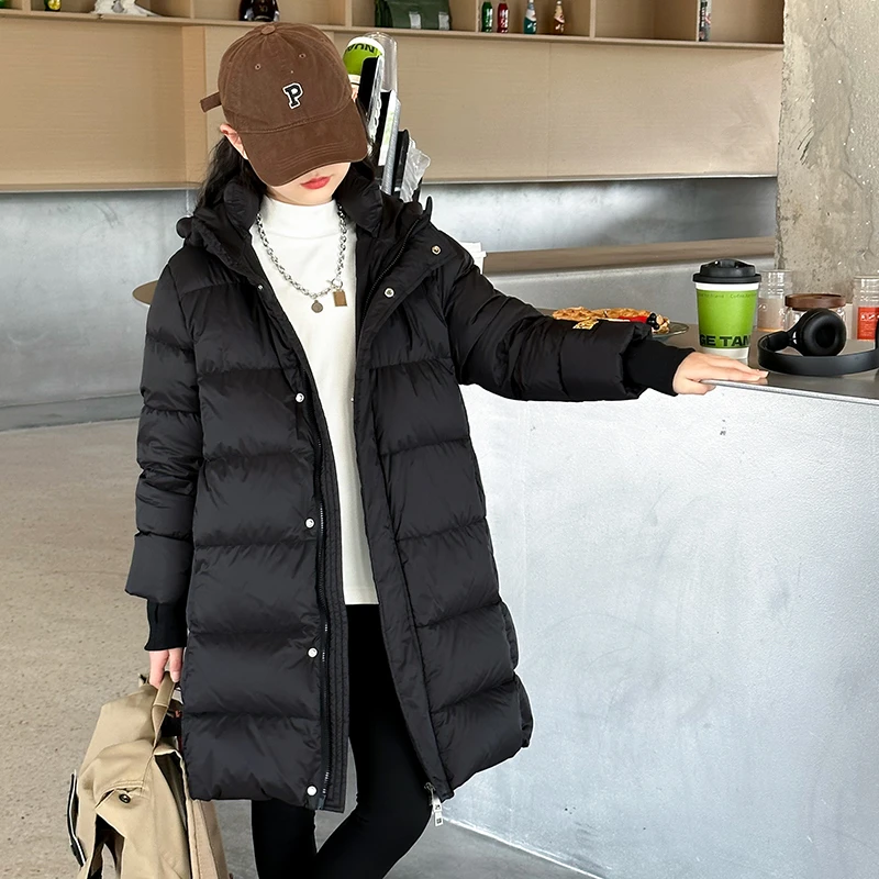 儿童加厚羽绒服长款2023男女童中长款冬季新款中大童过膝免洗外套