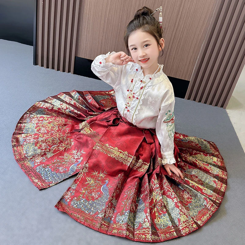 儿童汉服套装2025春秋马面裙女童裙子宝宝夏季洋气古装女孩公主裙