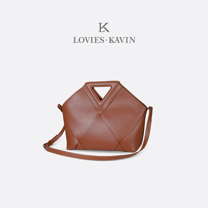 【Lovies.Kavan】型号9001对版头层小牛皮编织同款手提气质三角包
