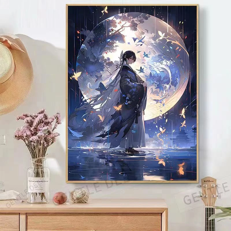 古风动漫人物diy数字油画简单解压治愈手工填色彩绘生日情侣送礼