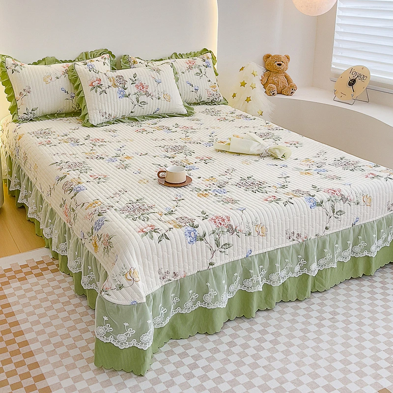 A类泡泡棉床盖夹棉绗缝防滑床榻榻米床单炕盖炕单公主风四季通用