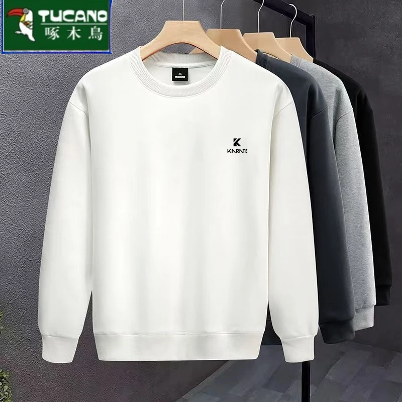 啄木鸟春秋季男t上衣圆领卫衣外套休闲长袖T恤打底衫套头男士服装