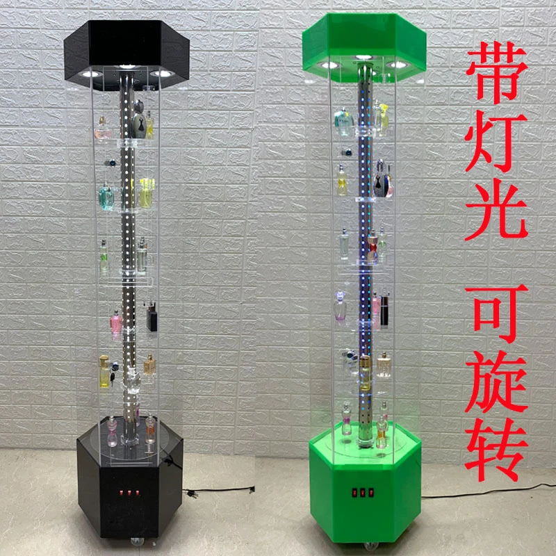 牙科诊所口腔牙模产品化妆品旋转展示柜亚克力展示架带灯展会陈列