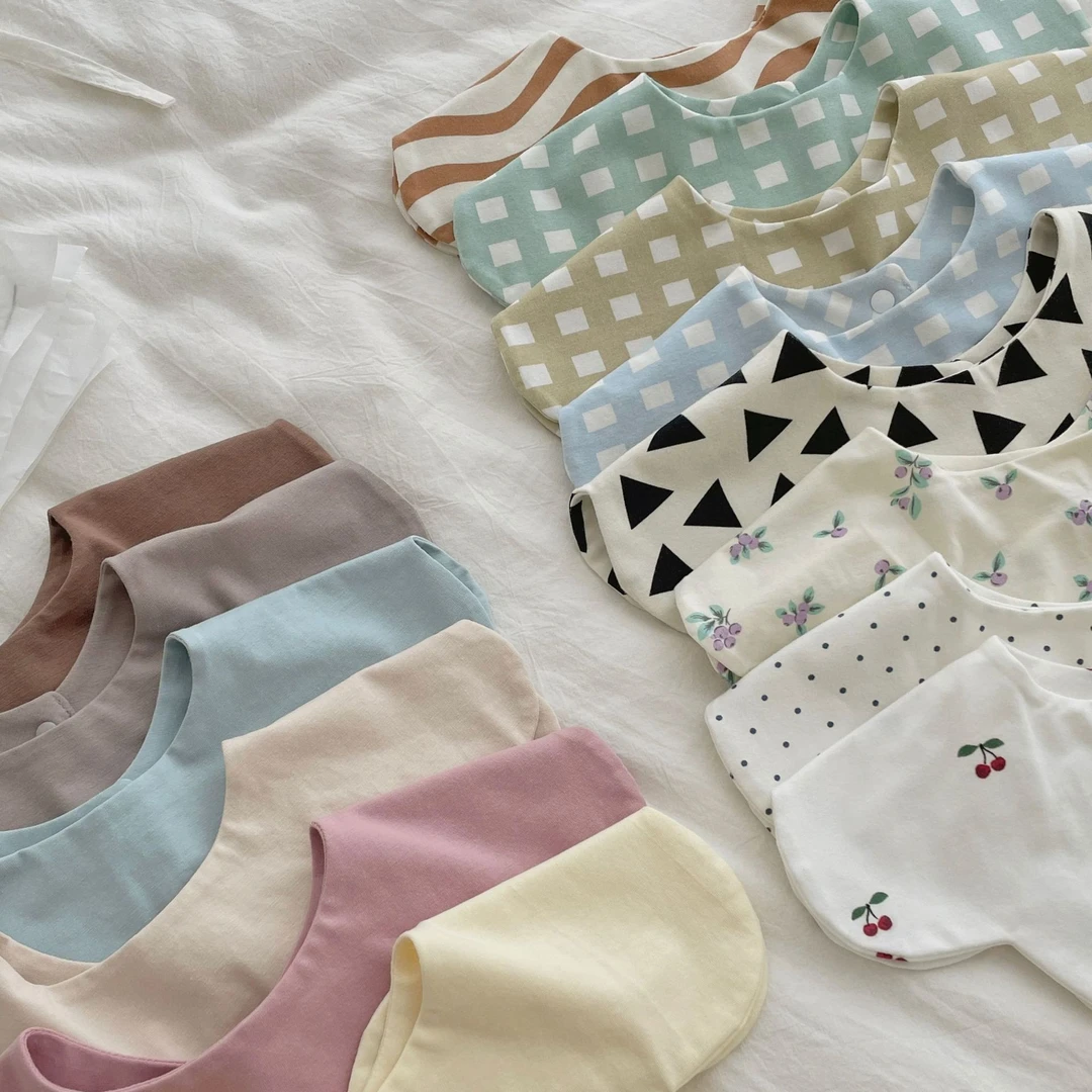 韩国K*y同款婴儿花瓣口水巾双面春夏薄款宝宝围嘴A类棉0-1-2岁