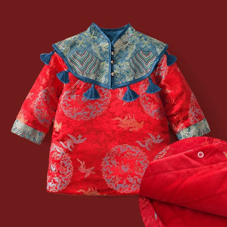 【初衣有华】周岁礼服男宝宝连体衣满月婴儿拜年服红色女士中国风