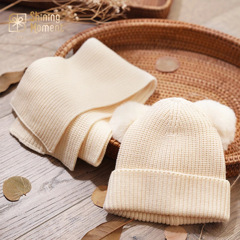 ShiningMoment婴幼儿秋冬帽子围巾两件套加厚保暖防风