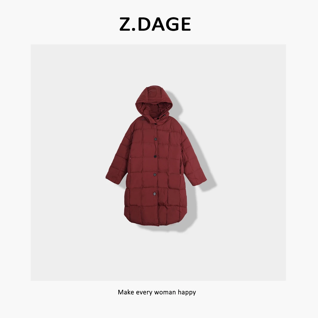 z.dage-‘心动红温’秋冬国际范时尚走台款连帽羽绒服-8826