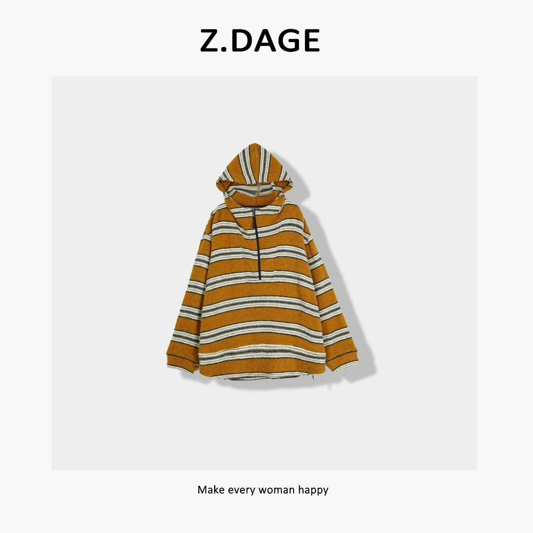 z.dage-‘冰雾感’时尚极简秋冬韩系百搭半拉链卫衣-28512