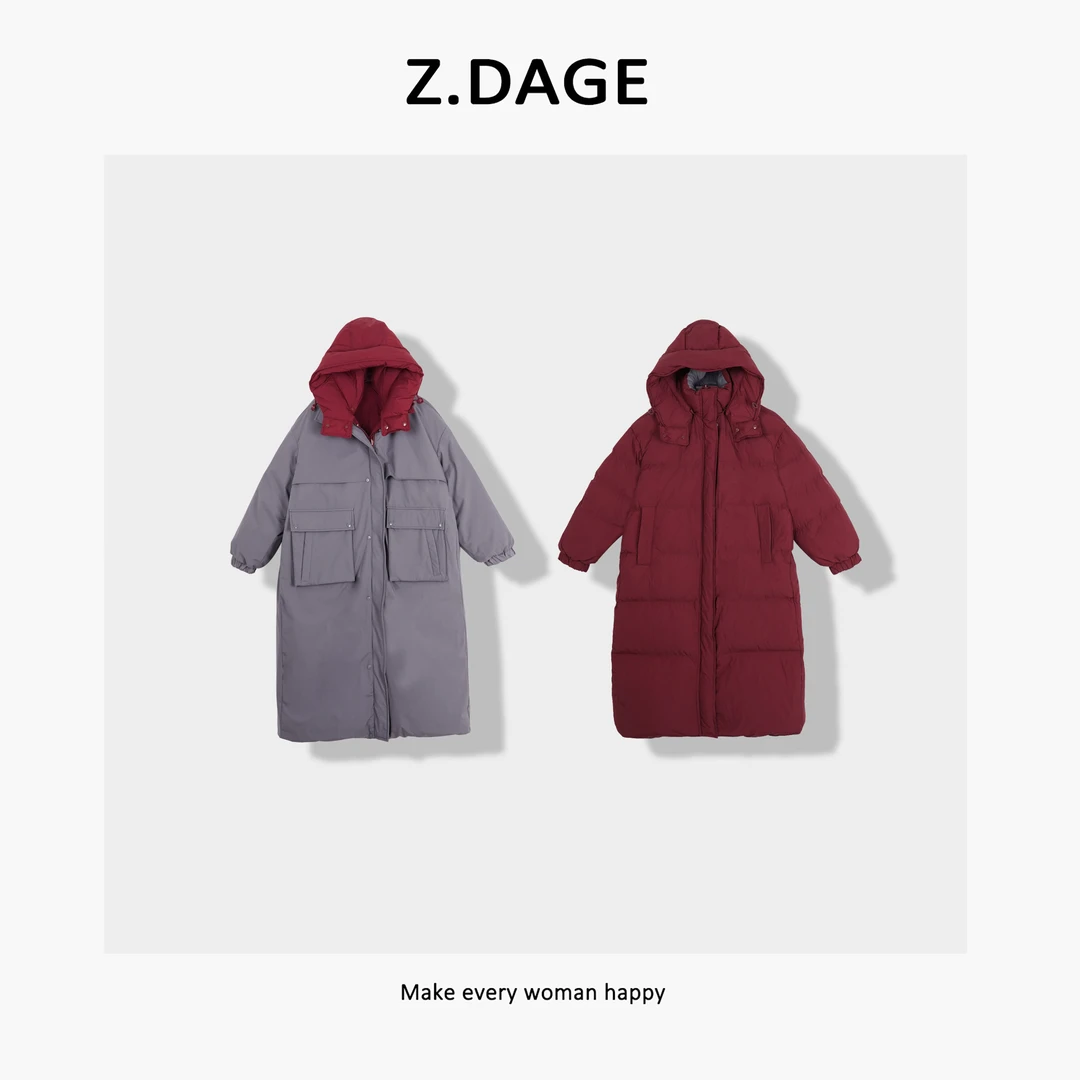 z.dage-‘时尚女主’秋冬街头慵懒风气质感双面穿长款羽绒服-88321