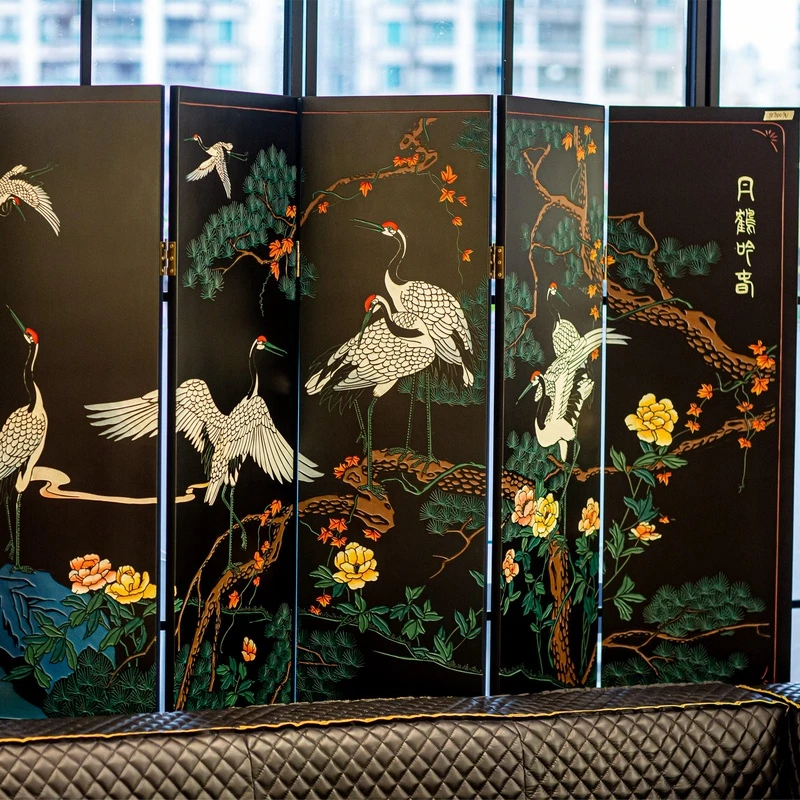 【BENNY本尼家】中国风非遗传承大漆刻漆折叠六面屏风