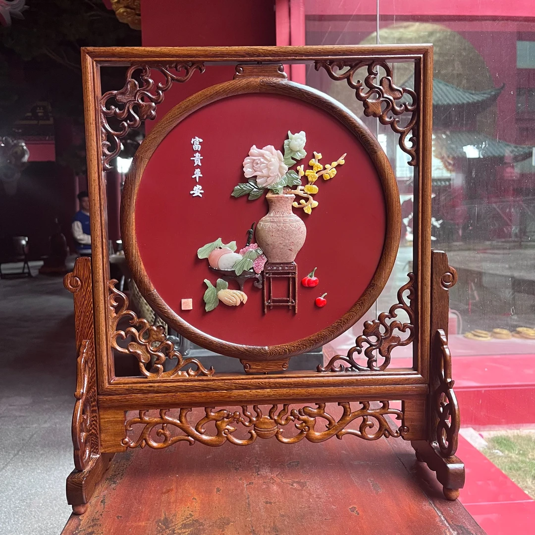 【BENNY本尼家】YZ46骨石富贵平安转架桌面屏风