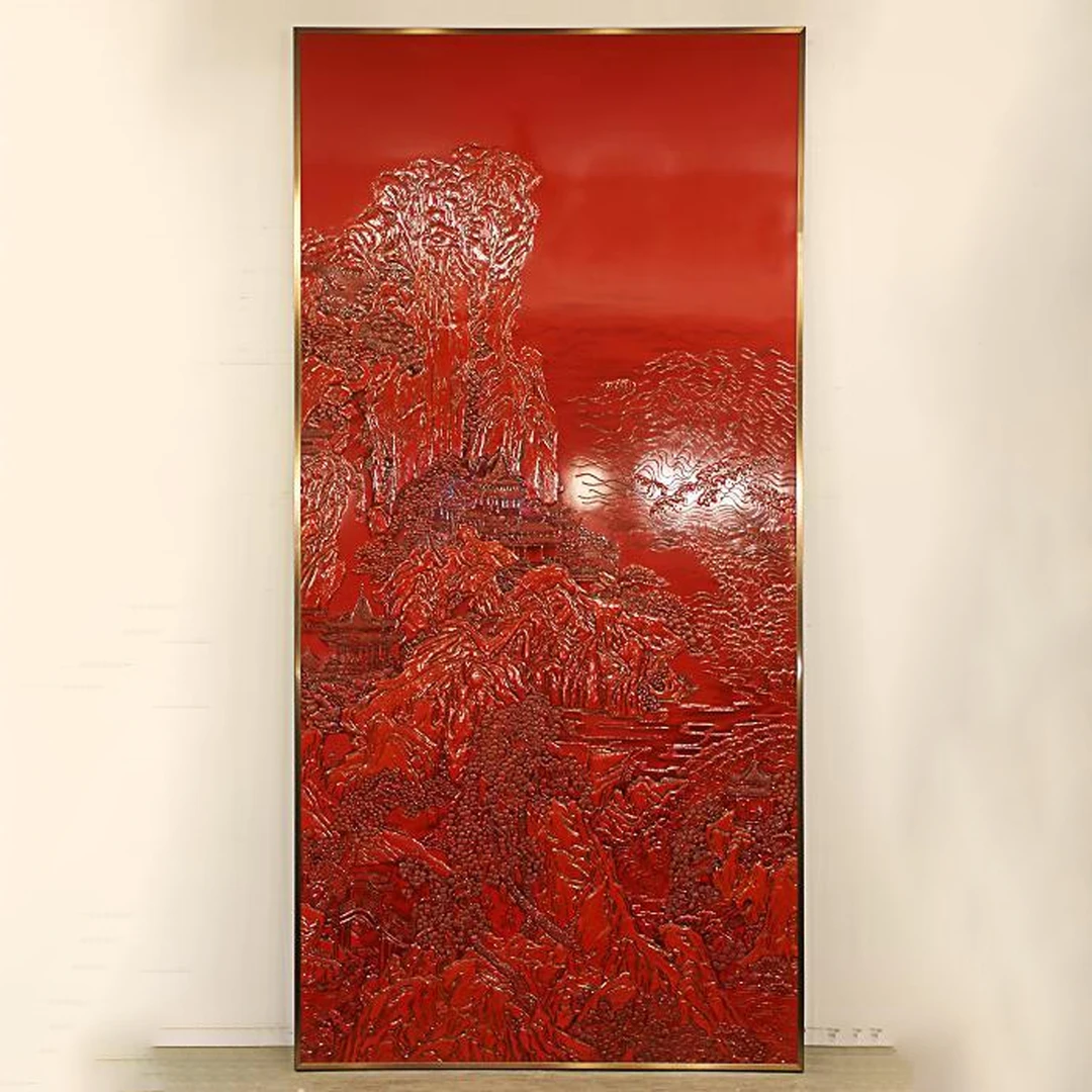 【BENNY本尼家】PF20《蓬莱仙境》手绘工笔漆画刻漆工艺装饰画