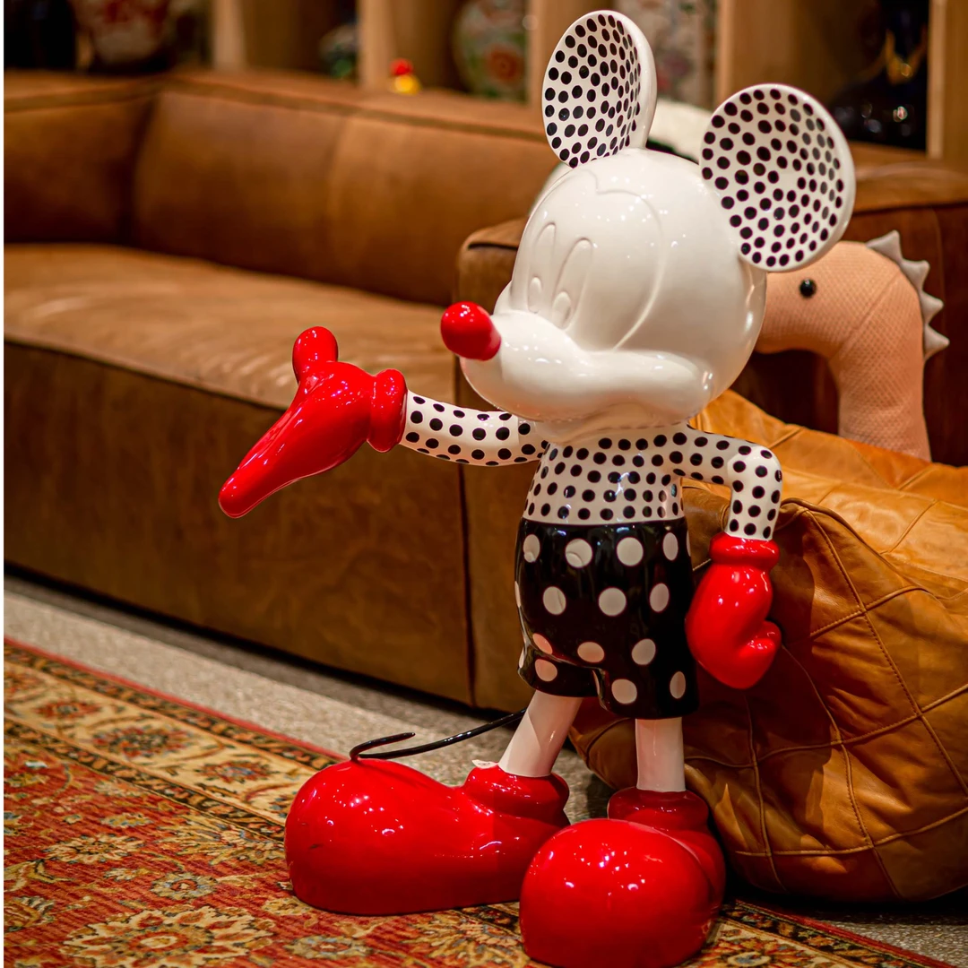 【本尼家】玻璃钢卡通彩绘波点米奇摆件