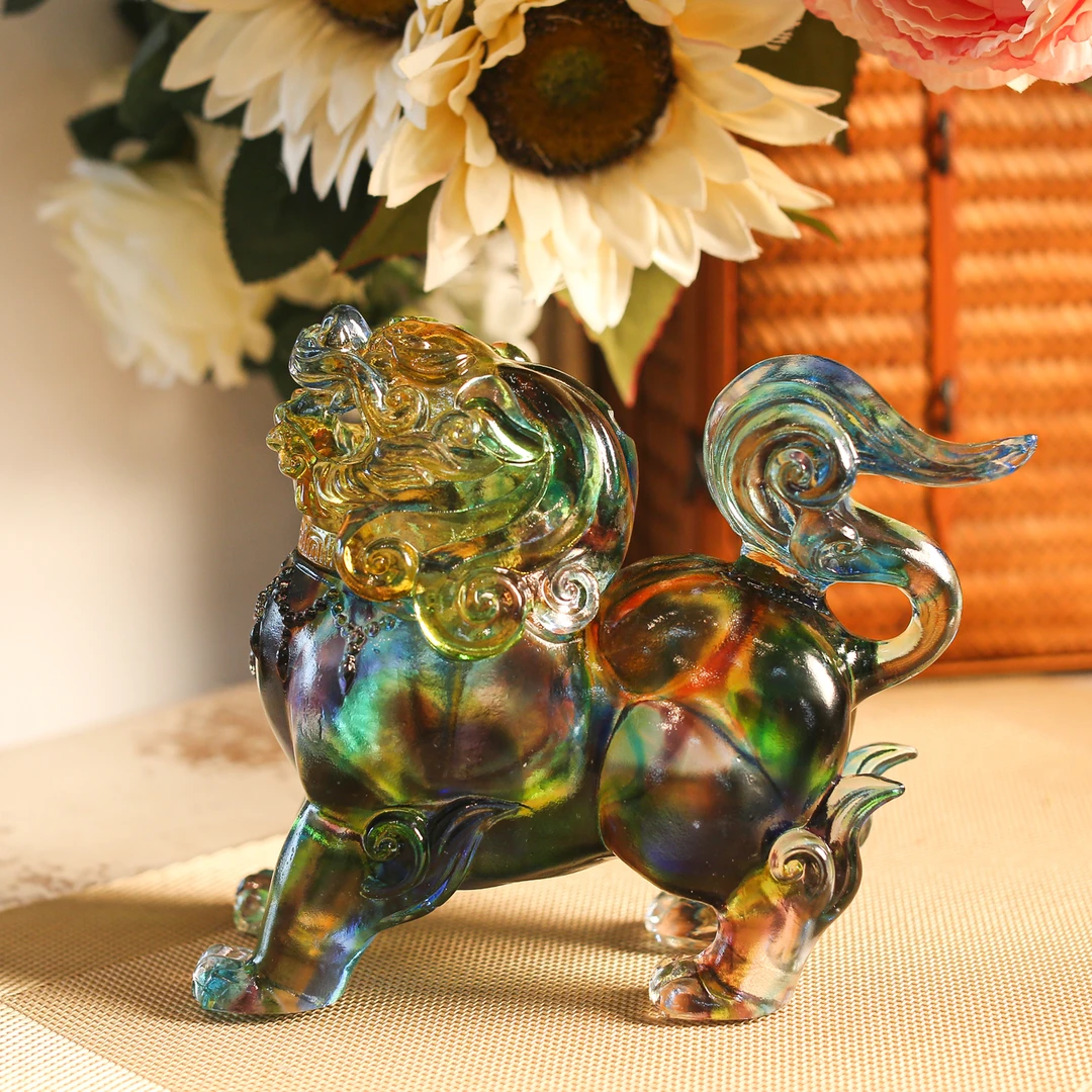 【本尼家】LL43非遗好物彩色琉璃香炉-嘲风貔貅书房桌面玄关摆件