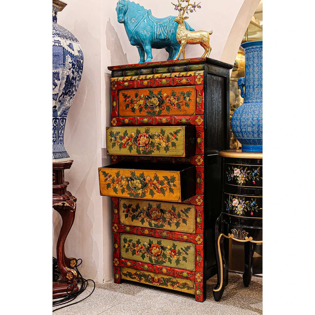 【BENNY本尼家】G12中式家居彩绘做旧隔断柜木质家用储物柜子玄关柜