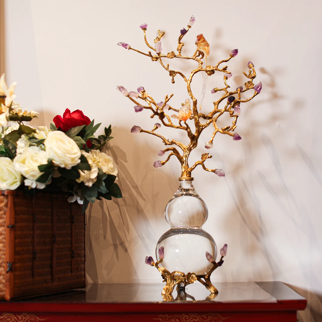 【本尼家】SS135水晶葫芦装饰客厅家居新中式葫芦装饰玄关摆件