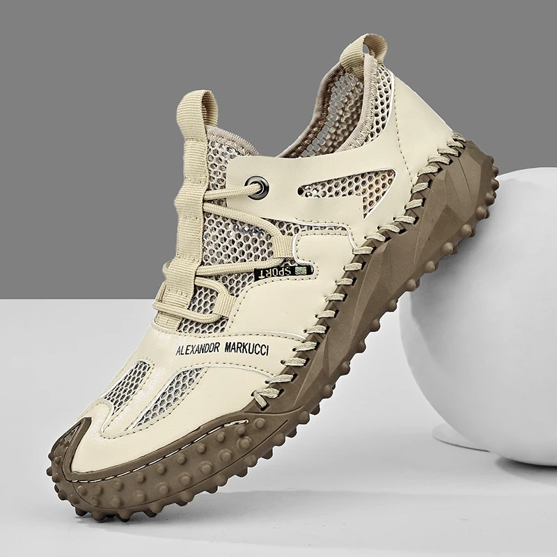 外贸出口意大利大牌原单撤柜高档网眼透气休闲运动户外大码网面鞋