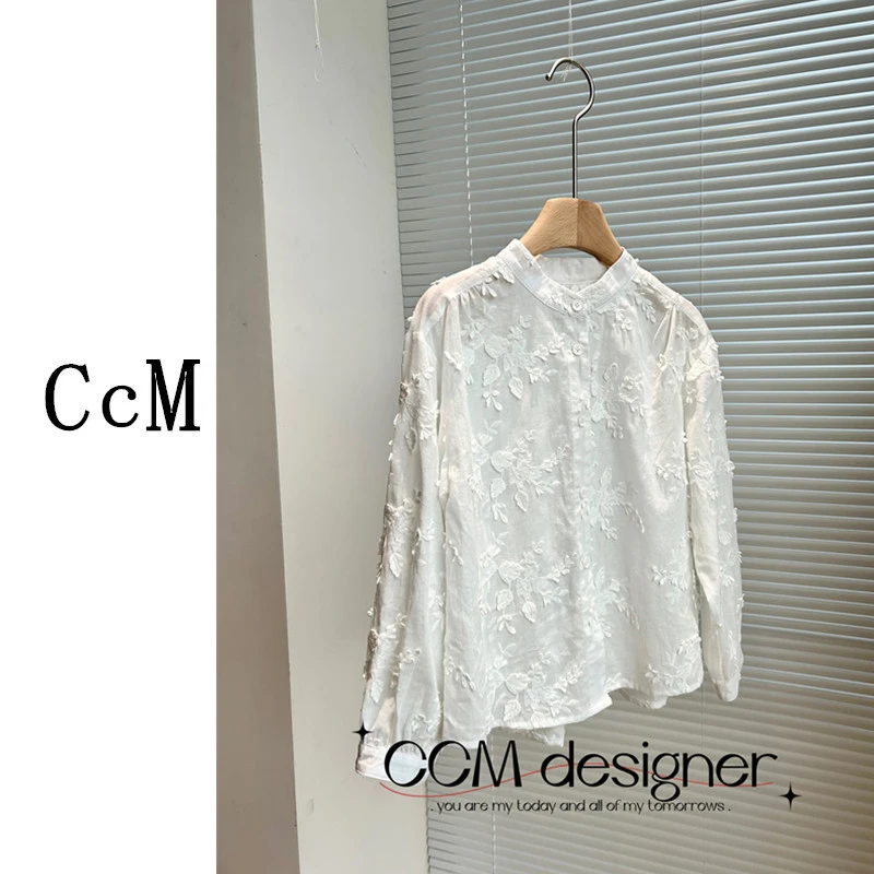 【CCM】2024秋季新款法式韩版女童衬衫上衣百搭宽松复古显瘦衬衣女