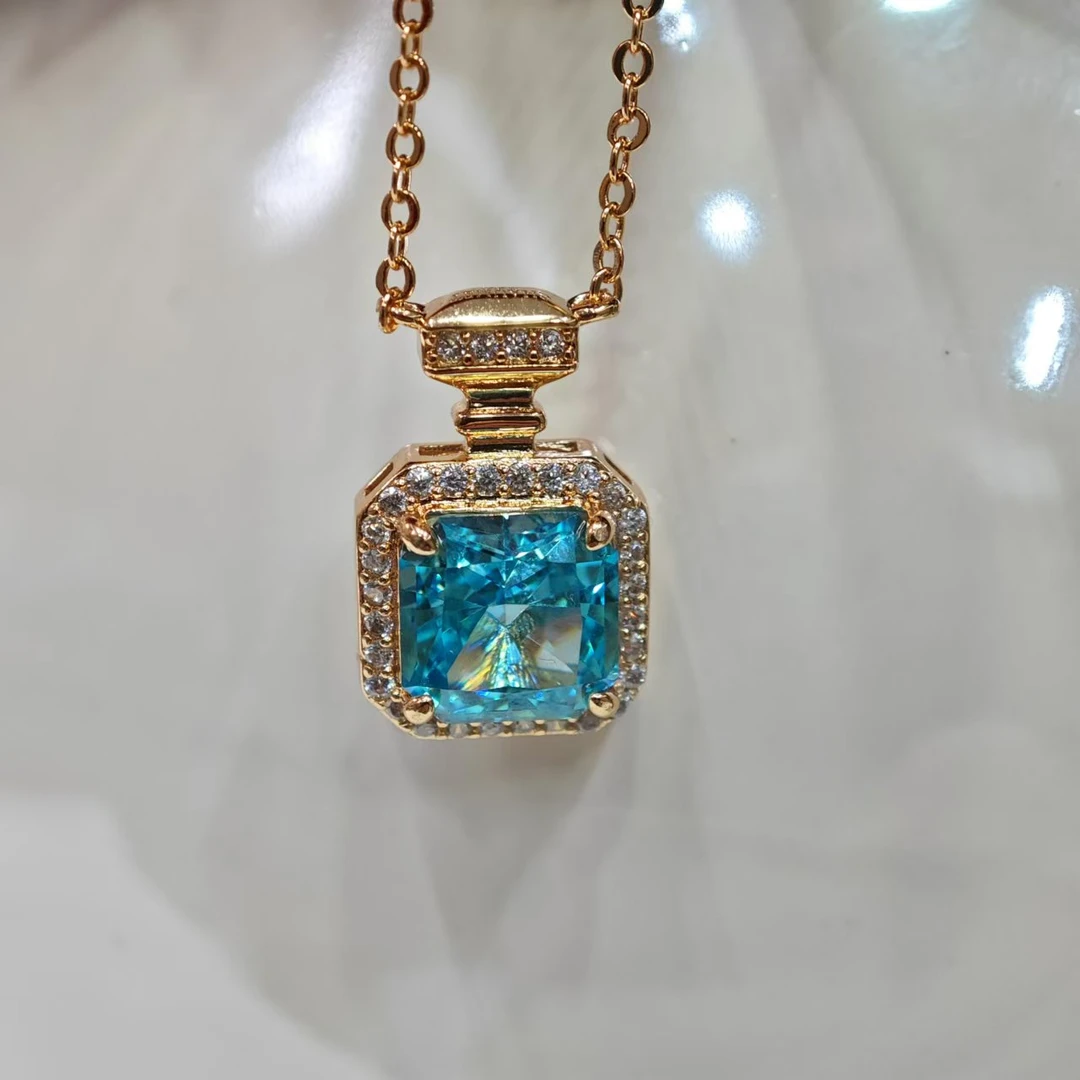 斯里兰卡海蓝宝-矿区高定海蓝宝吊坠时尚百搭珠宝气质项链3172860