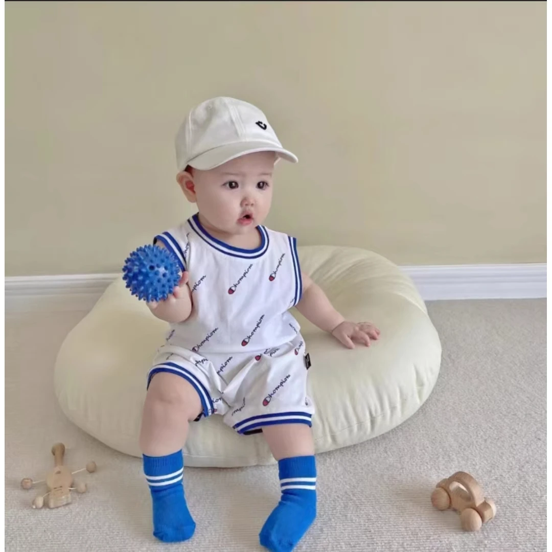 婴儿夏装背心无袖连体哈衣夏装幼童男女宝宝薄款篮球服运动包屁衣