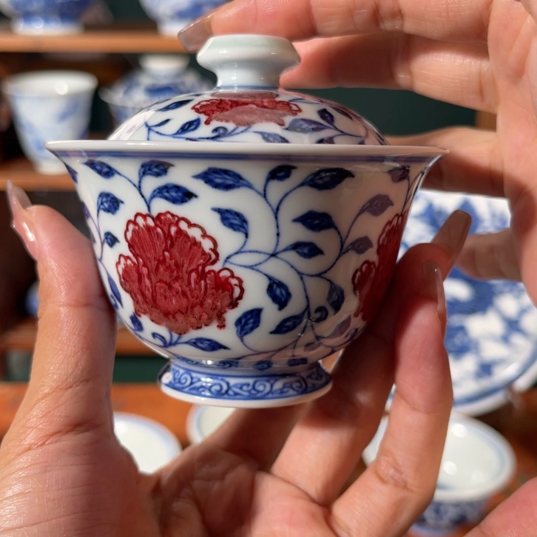 杯永明尚玩缠枝莲岩茶盖碗