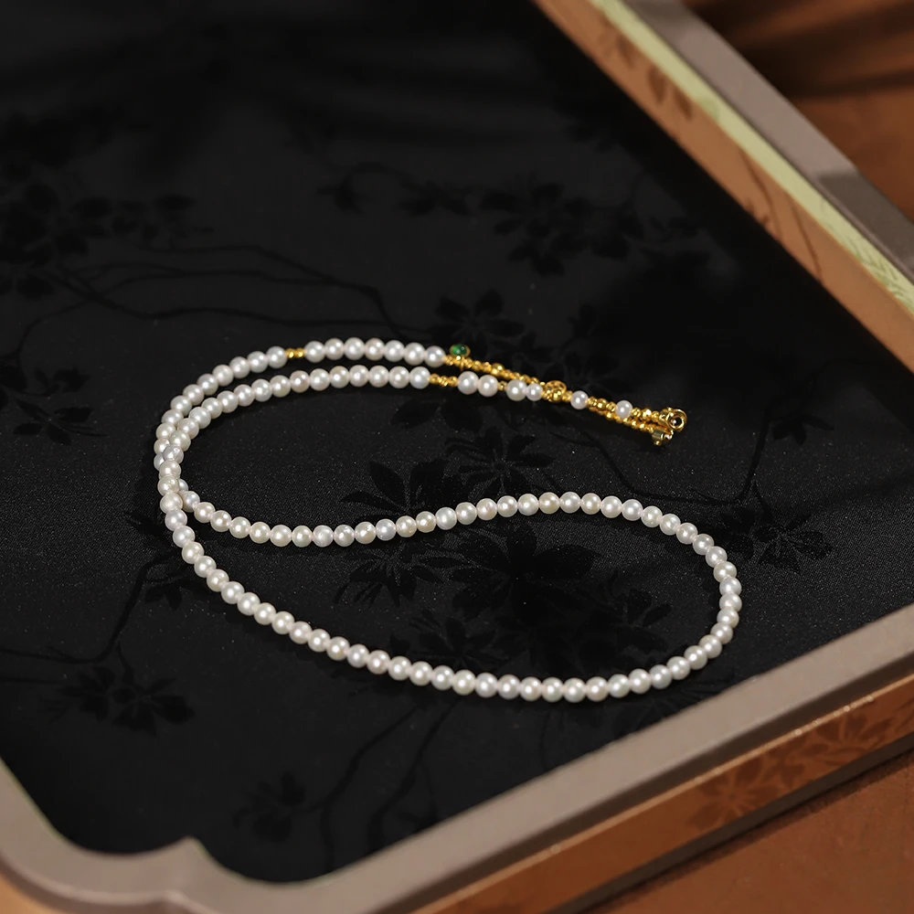 【芸梦】珍珠项链·18k金镶·女士精美百搭手链项链