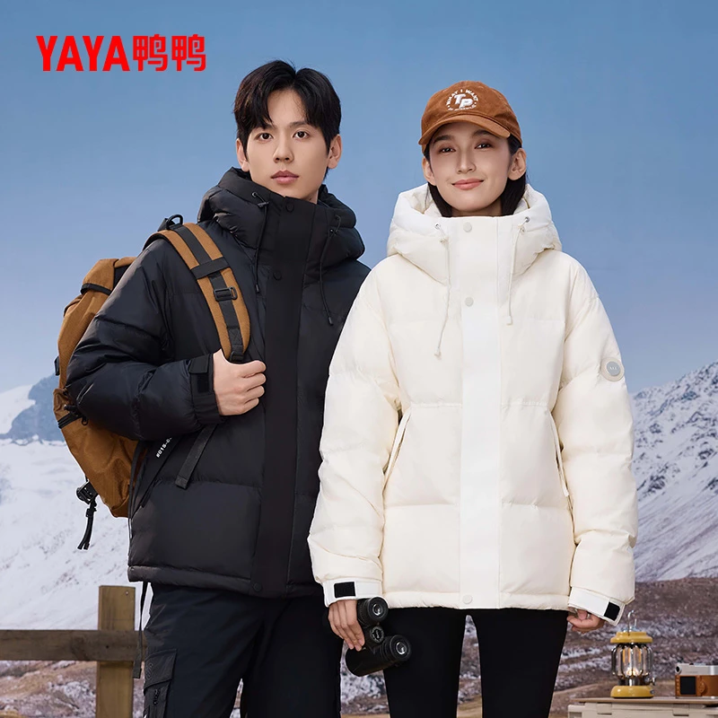 YAYA/鸭鸭羽绒服鸭绒保暖连帽外套2024年冬季面包服YE4B016767P-A