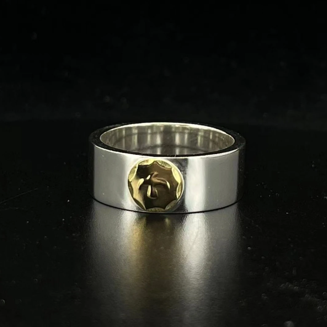 鸿聚隆 925银戒指 NO047小众精工平打雷鸟蔷薇花戒指银戒简约个性