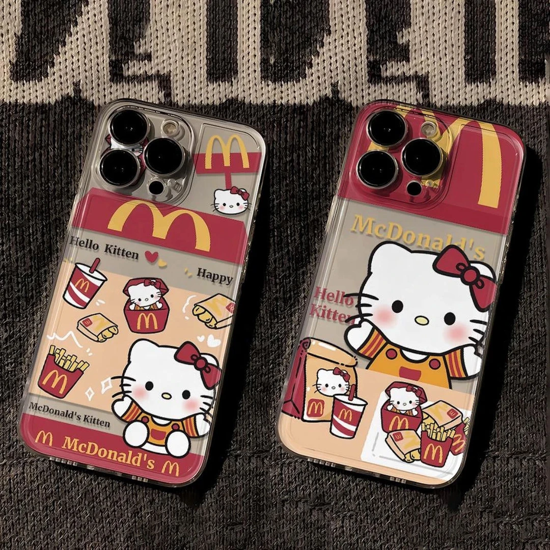 新款薯条KT猫苹果15手机壳iPhone14透明13promax全包11防摔12软78