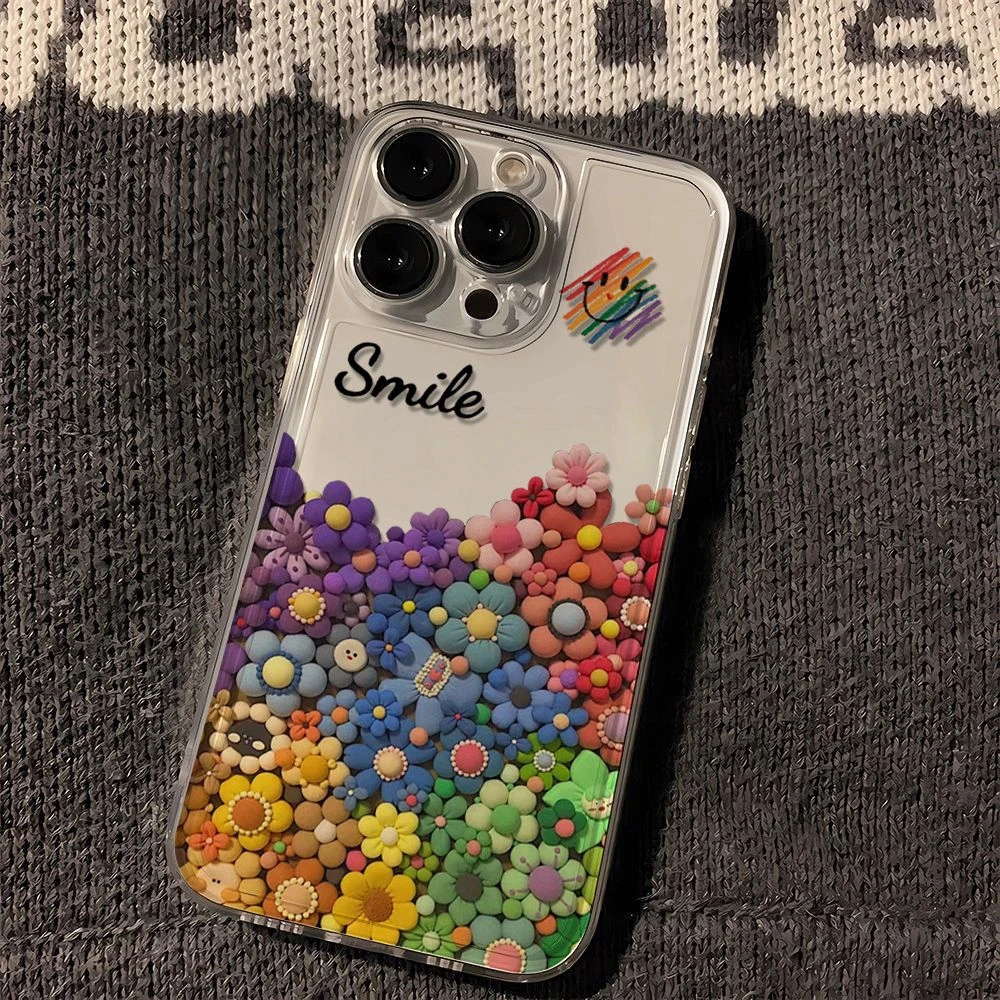 新款彩色太阳花苹果15手机壳iPhone14透明13promax全包11防摔12软