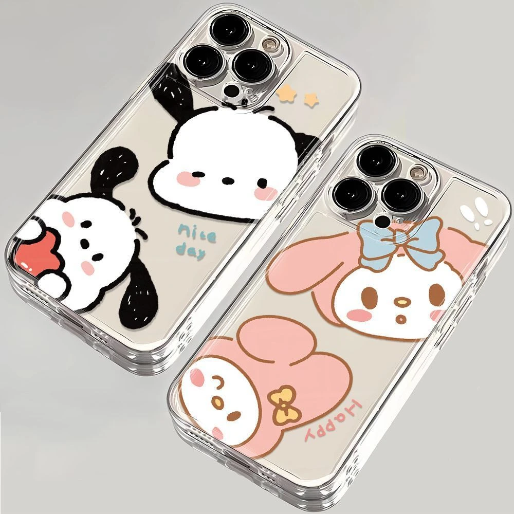 卡通爱心帕恰狗苹果15手机壳iPhone14透明13promax全包11防摔12软