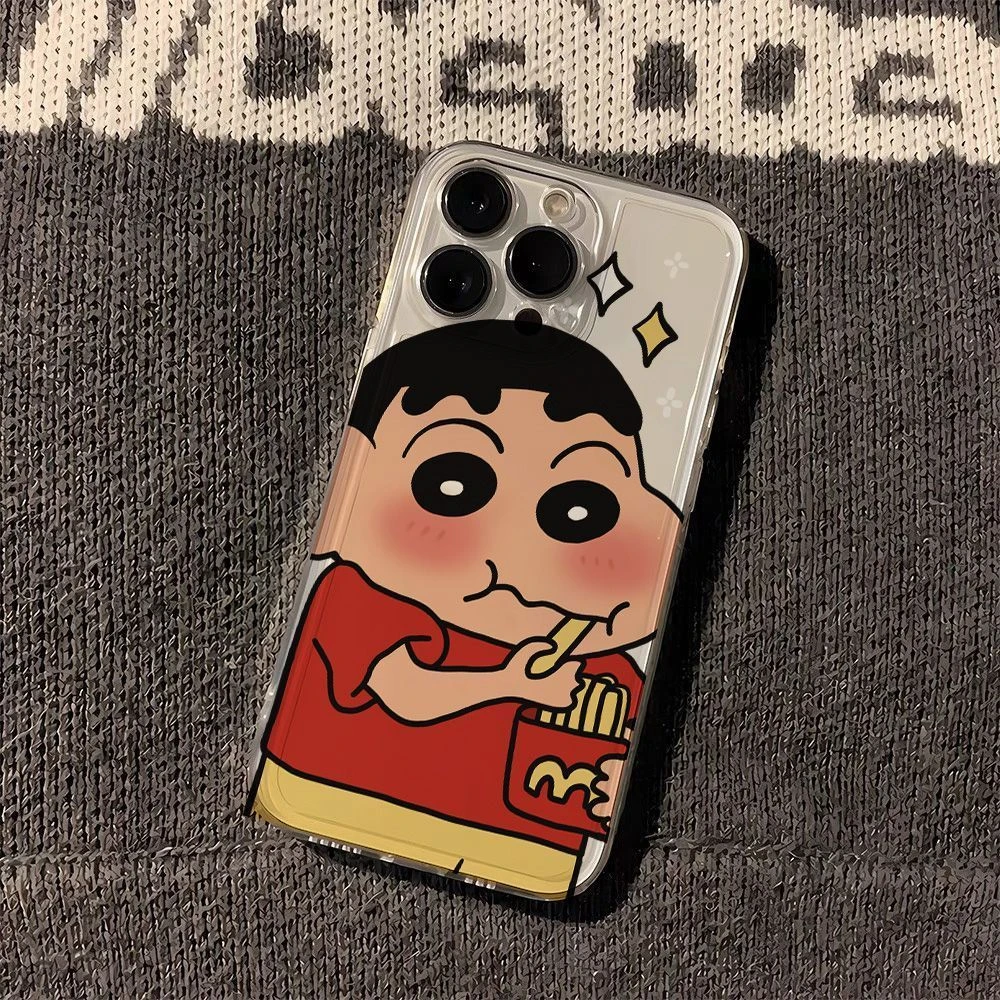 卡通薯条小新苹果15手机壳iPhone14透明13promax全包11防摔12软78