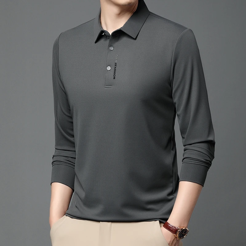 Mexican/稻草人高档男款商务翻领休闲冰丝polo衫当年