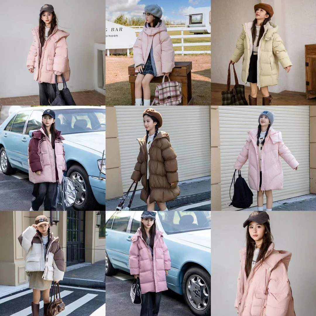2025秋冬女童实体品牌羽绒服中长款连帽冬季时尚保暖中大童