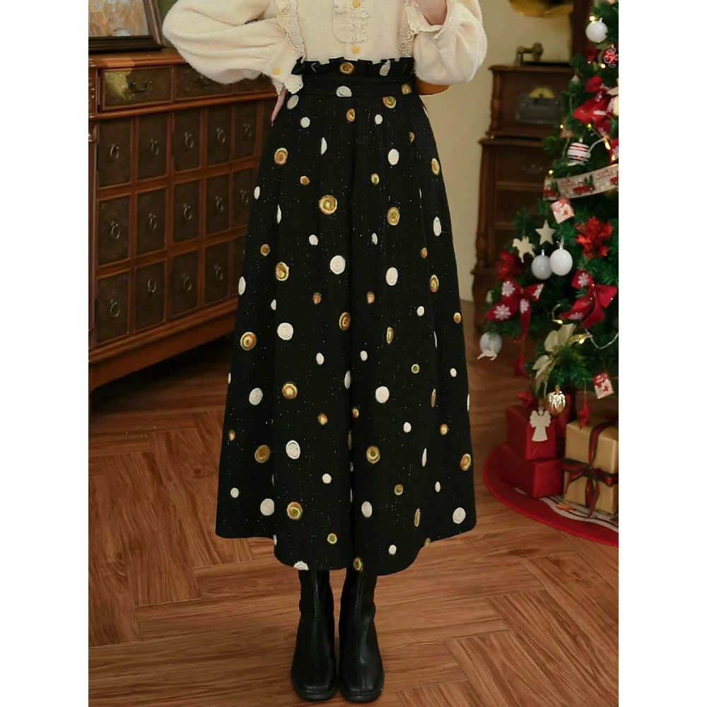 LIJIUJIU【烛光晚宴】显瘦气质高腰百搭复古千金风半身裙Jw24120187