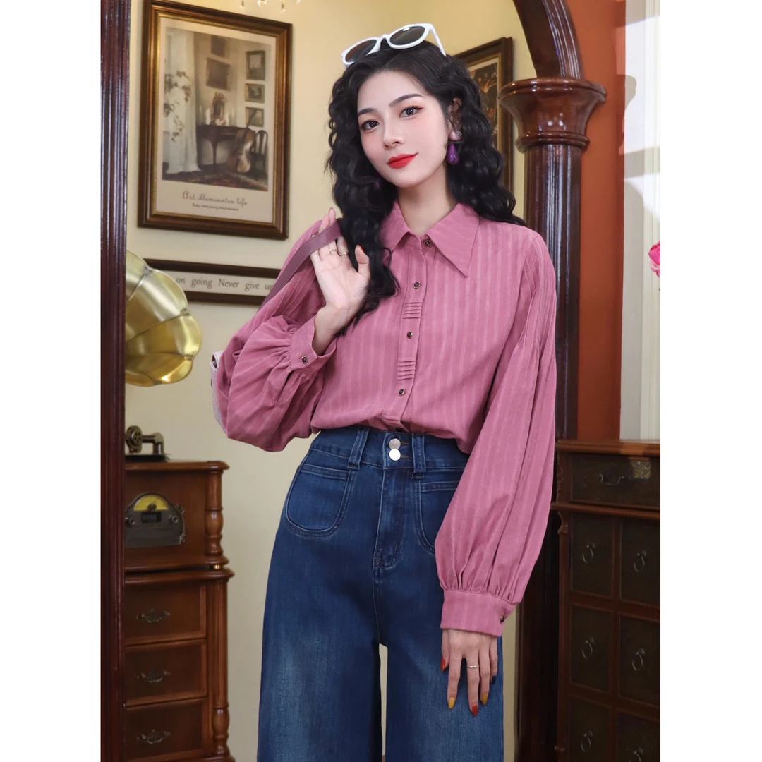 LIJIUJIU【王妃】复古港风显瘦时尚百搭款式女式衬衫YW24070085