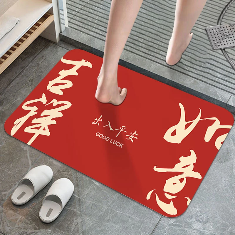 硅藻泥浴室门地垫吸水防滑速干脚垫家用厕所进门红门垫子款式系列