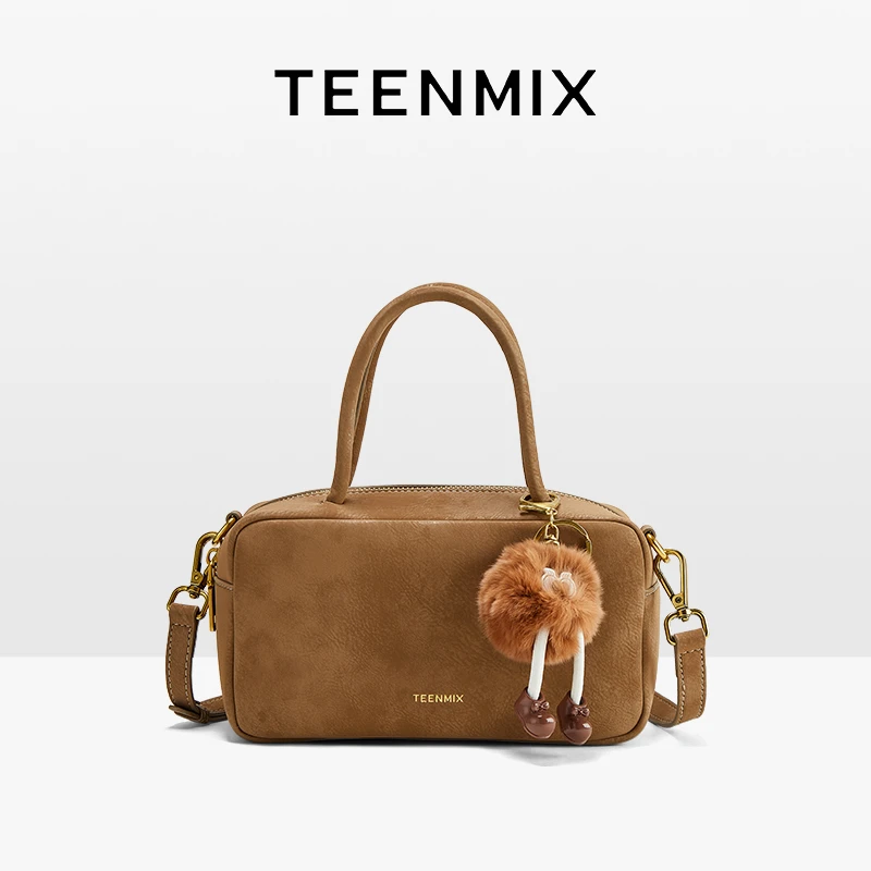 天美意女包新款小方包保龄球包小众单肩包轻奢手提斜挎包