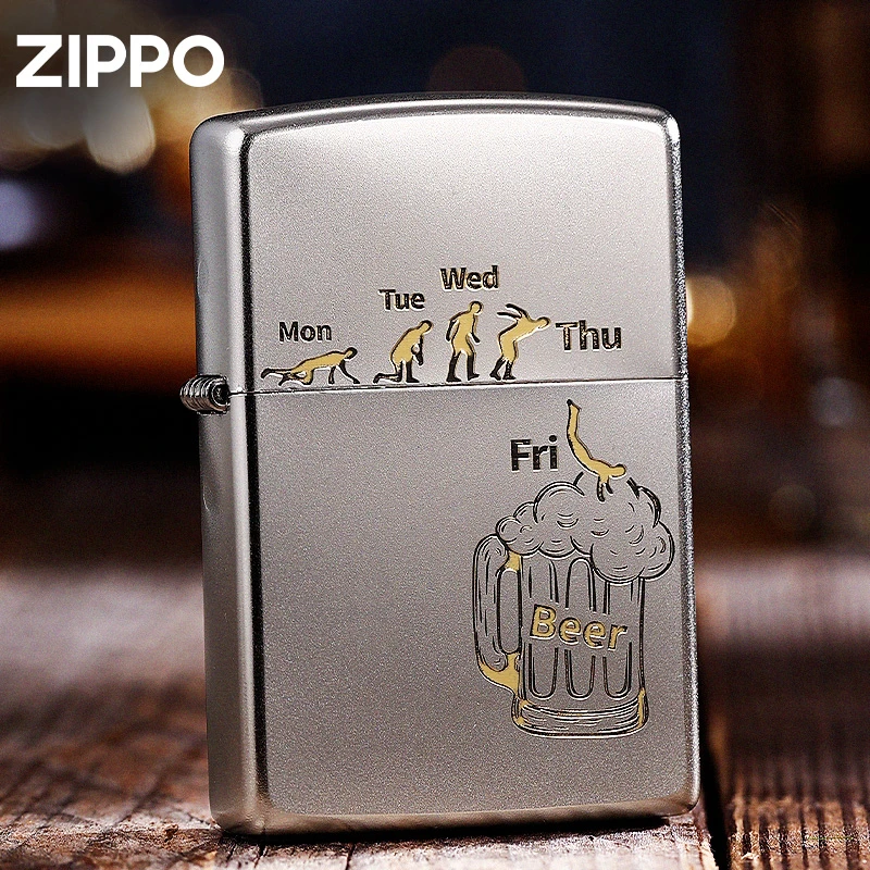 ZIPPO打火机205深雕啤酒防风原装男士经典工艺送礼DYJ1X1