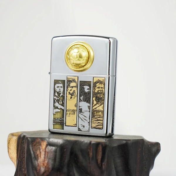 ZIPPO打火机深雕贴章欧洲杯银色防风原装男士经典送礼DY8902TZ