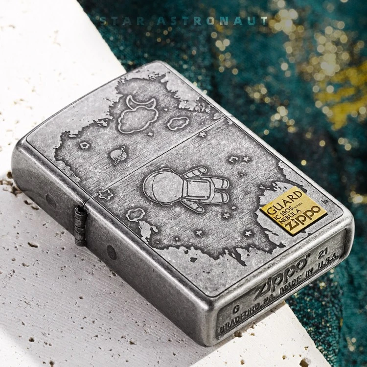 ZIPPO打火机古银蚀刻星空宇航员防风原装男士工艺送礼DYJ1X1