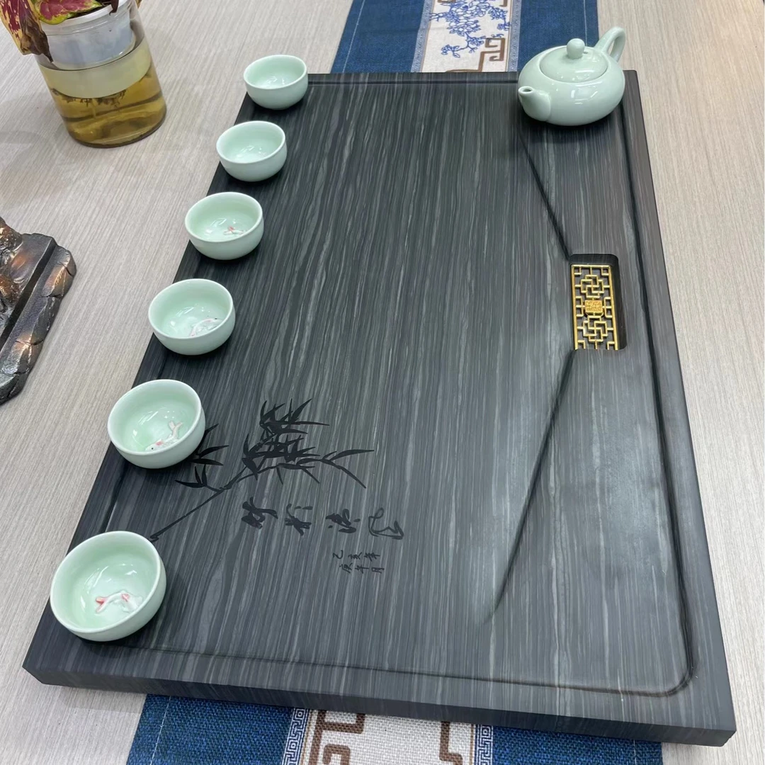 13茶盘嵌入茶台内嵌石镶嵌定制盖板木纹石皇庭玉石天然石茶盘茶海