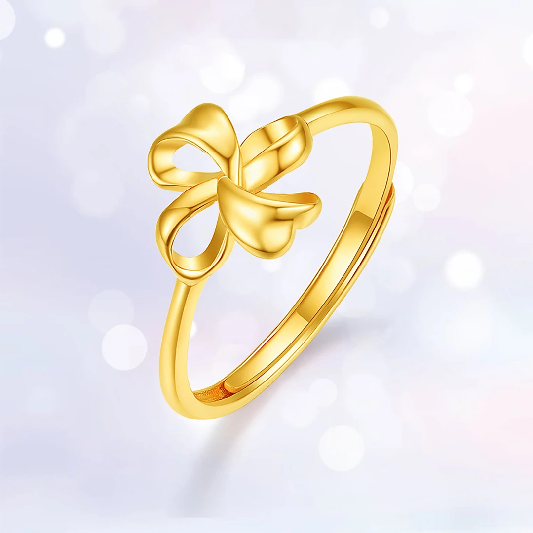 925银戒指 【周大生】四叶草戒指气质简约时尚百搭款灵动轻奢饰品