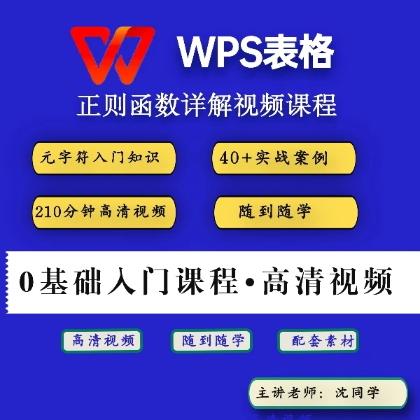 WPS表格正则函数REGEXP详解录播视频课程